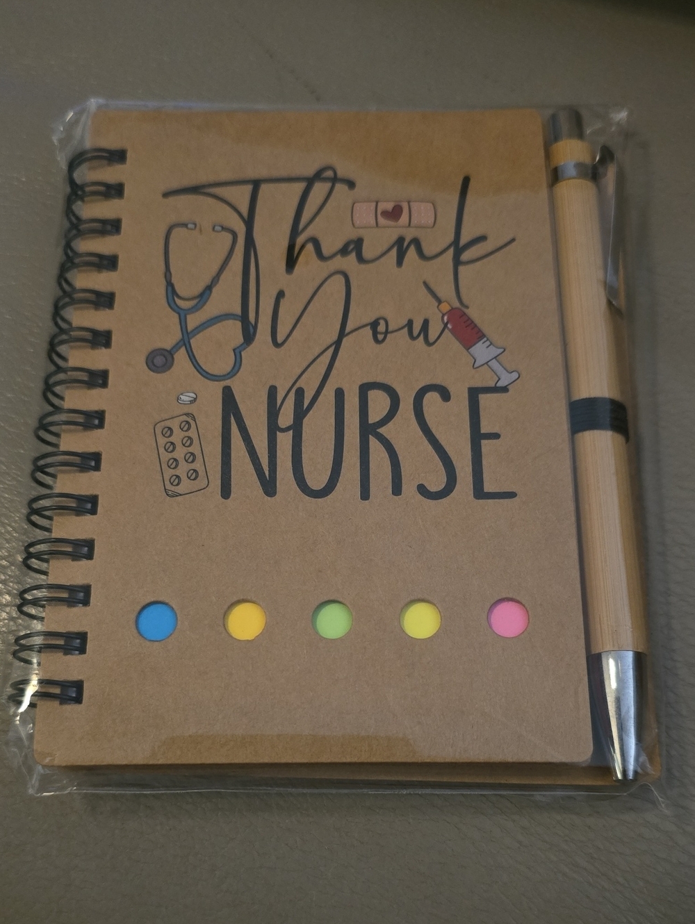 Thank You Nurse Spiral Notebook with Multicolor Tabs and Pen